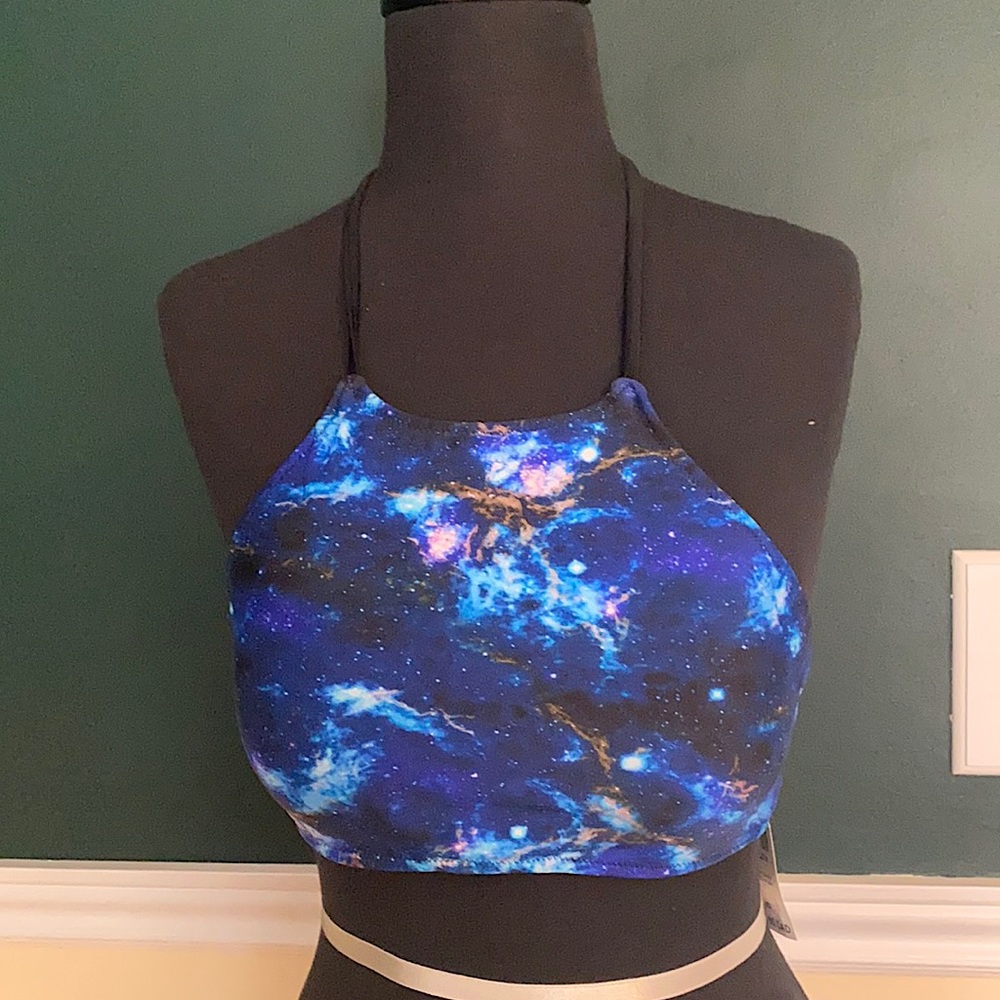 Galaxy halter swim top